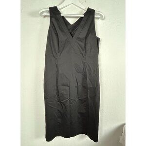 Alfani Womens Black Sleeveless V-Neck Sheath Dress Size 10 Stretch Career Lined